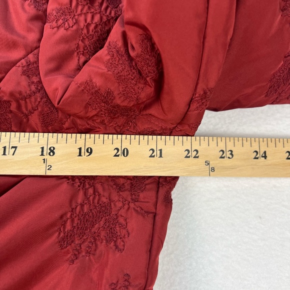 Coldwater Creek Women Quilted Jacket Burgundy Lightweight Coat L 14 Christmas - Picture 6 of 12